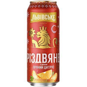 Пиво Львівське Різдвяне смак Пряний цитрус (З) бан.0.48 л